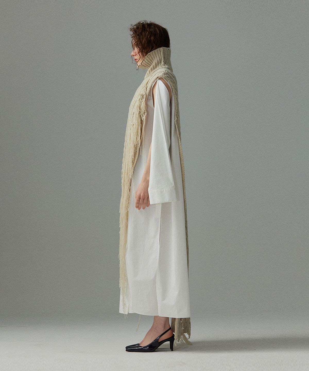 므아므(MMAM) Cable destroyed knit tassel vest