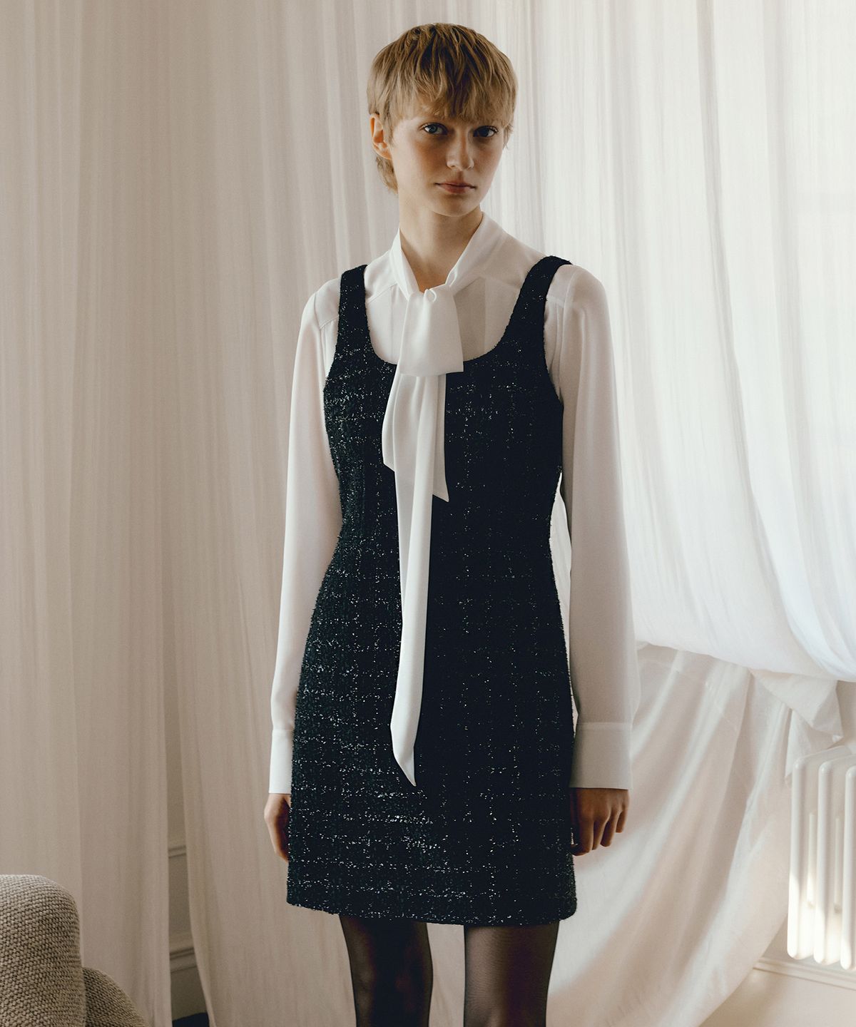 오떼뜨(OCTETTE) GLAM PEARL TWEED MINI OPS_BLACK