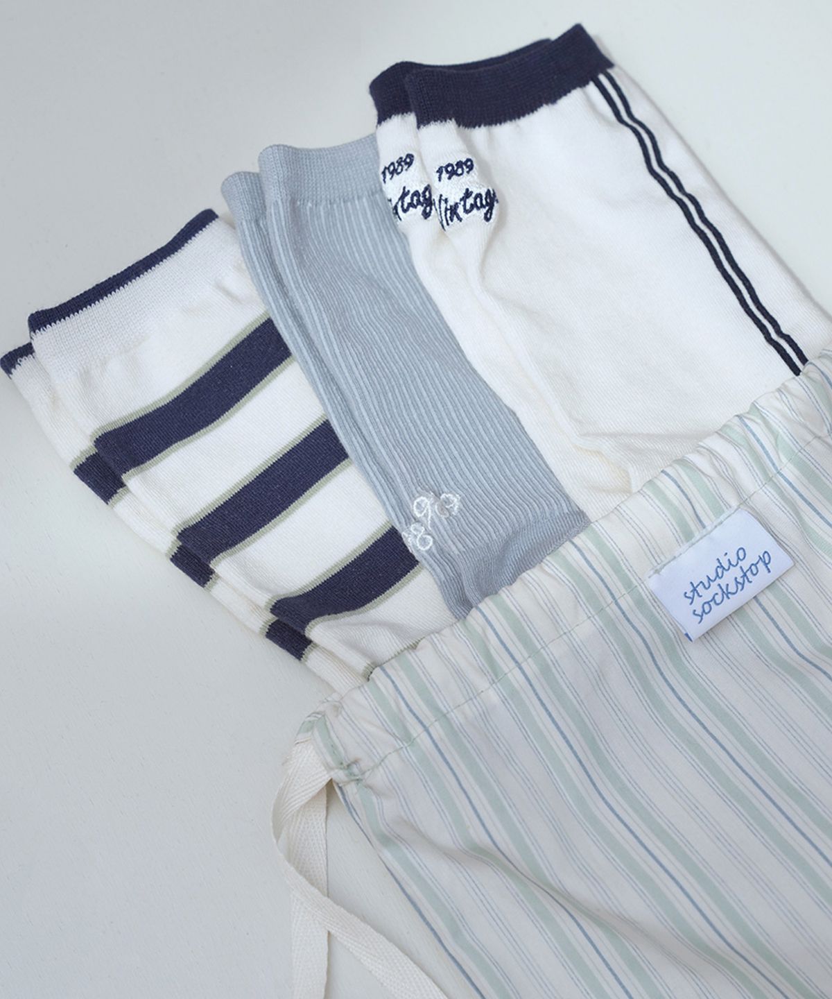 스튜디오 싹스탑(STUDIO SOCKSTOP) [3PACK]1989 빈티지 파우치 세트 블루