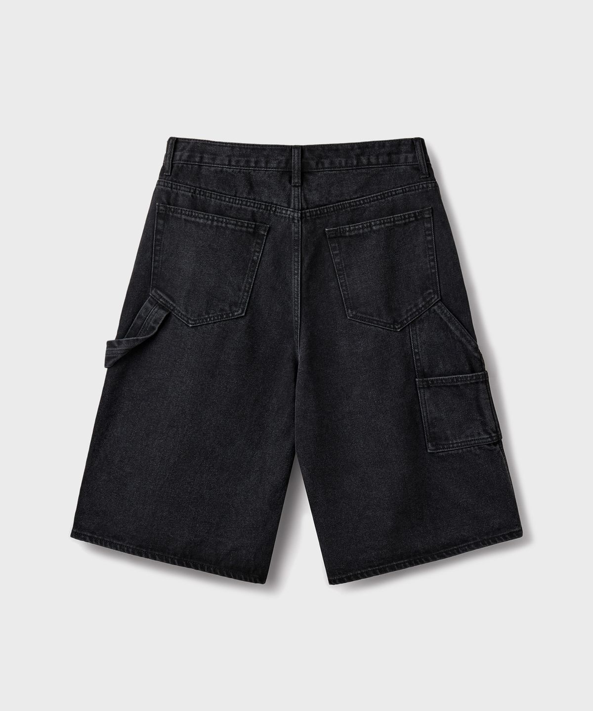 브랜디드(BRANDED) DOUBLE KNEE CARPENTER DENIM SHORTS [WASHED BLACK]