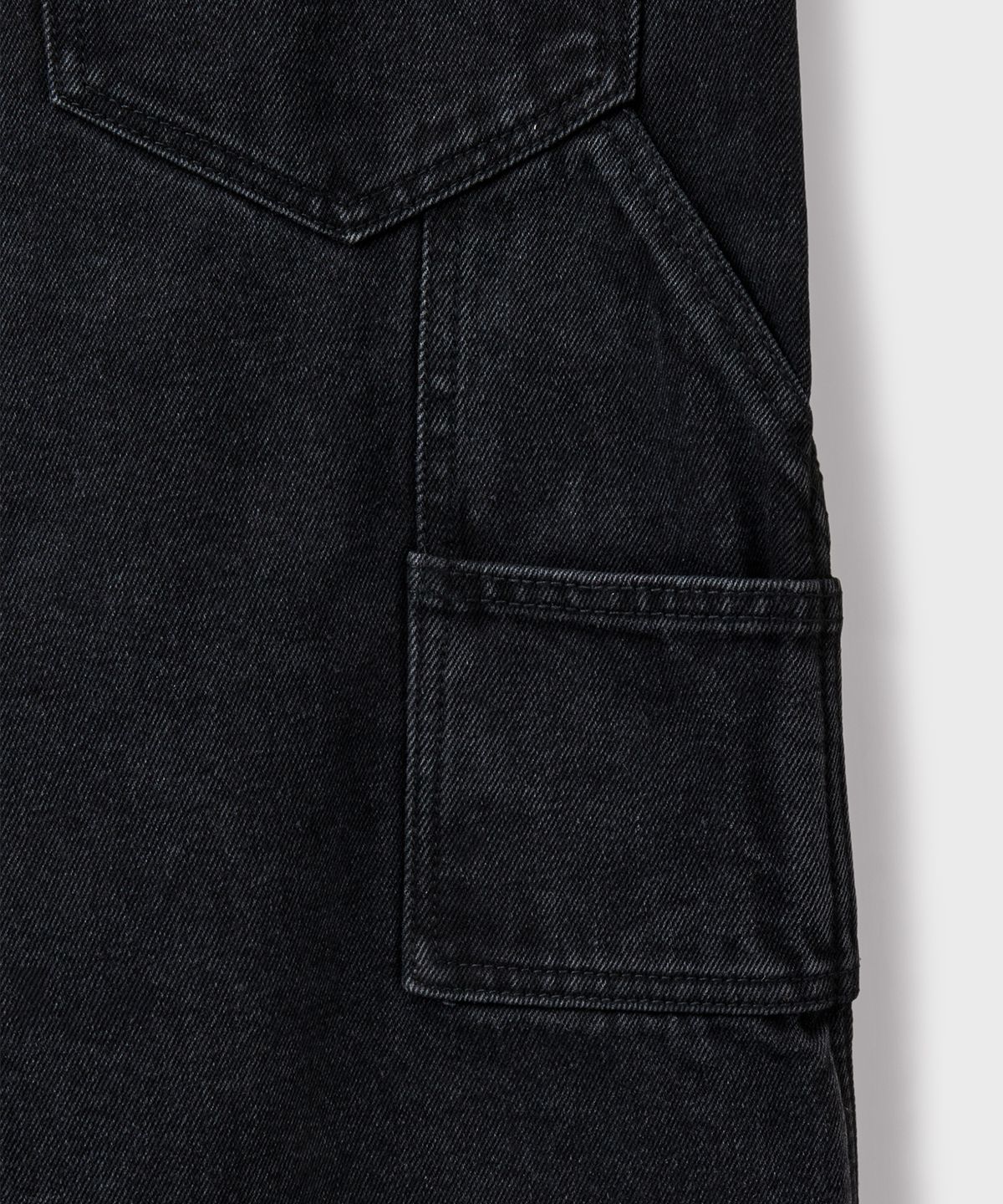브랜디드(BRANDED) DOUBLE KNEE CARPENTER DENIM SHORTS [WASHED BLACK]