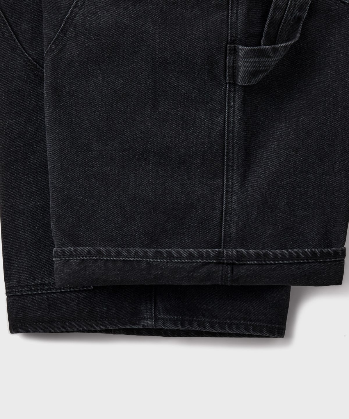 브랜디드(BRANDED) DOUBLE KNEE CARPENTER DENIM SHORTS [WASHED BLACK]
