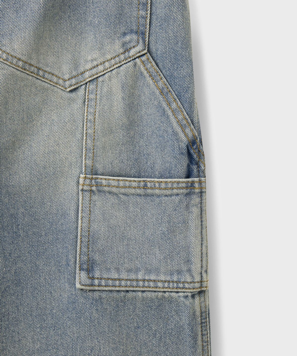 브랜디드(BRANDED) DOUBLE KNEE CARPENTER DENIM SHORTS [LIGHT BLUE]