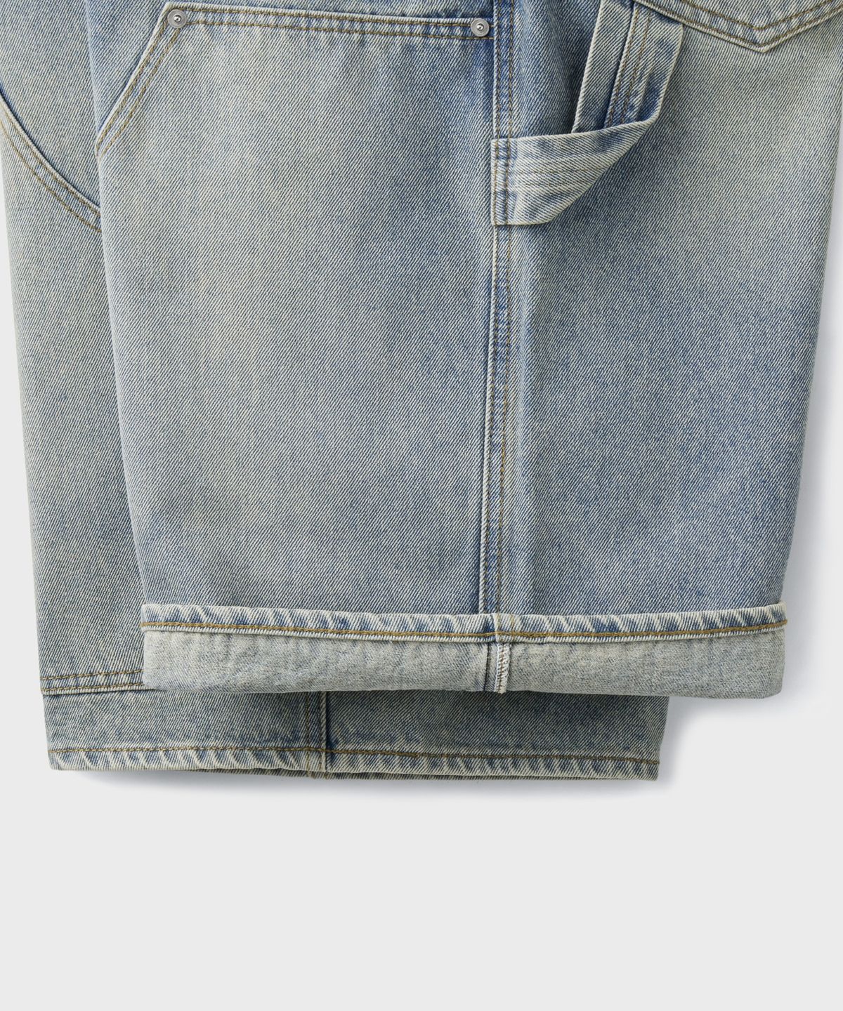브랜디드(BRANDED) DOUBLE KNEE CARPENTER DENIM SHORTS [LIGHT BLUE]