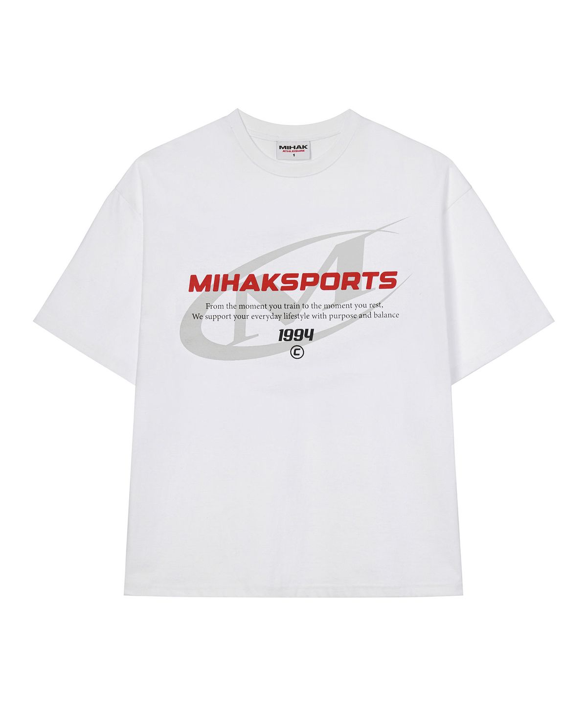 미학(MIHAK) 퍼포먼스 스탬프 오버핏 티셔츠 (WHITE)