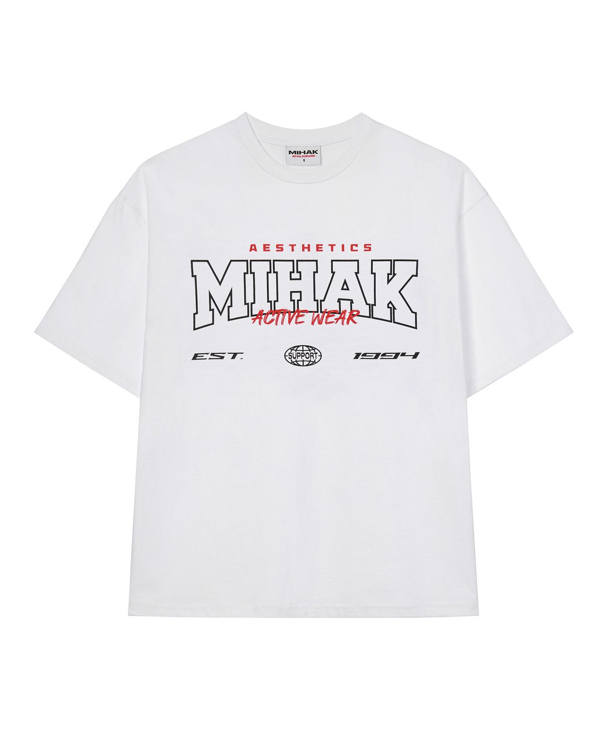 미학(MIHAK) 스트록 아치 로고 오버핏 티셔츠 (WHITE)
