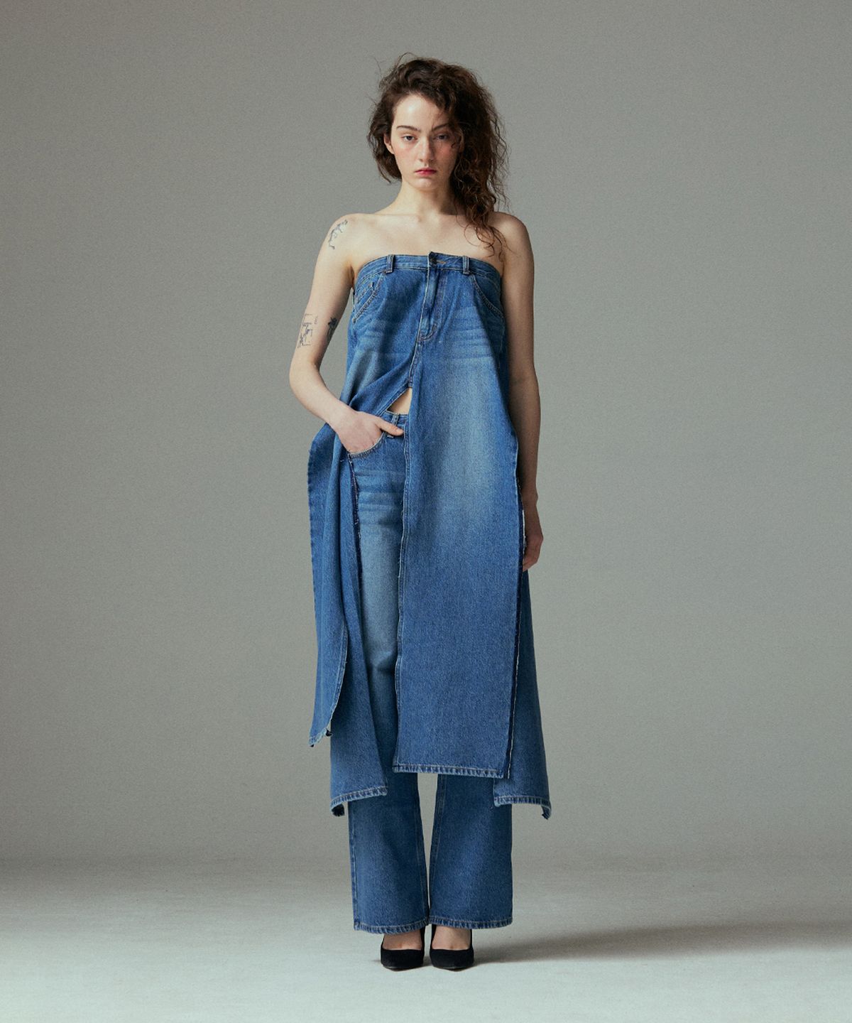 므아므(MMAM) Denim pants slit top