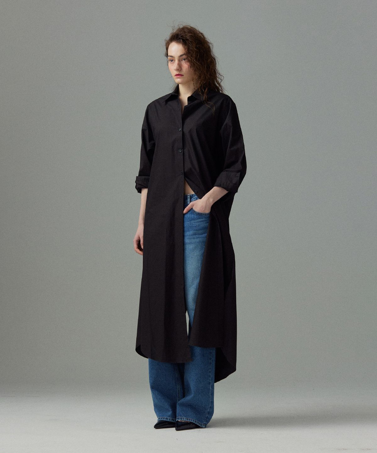 므아므(MMAM) [ESSENTIAL] Maxi pin tuck shirt dress