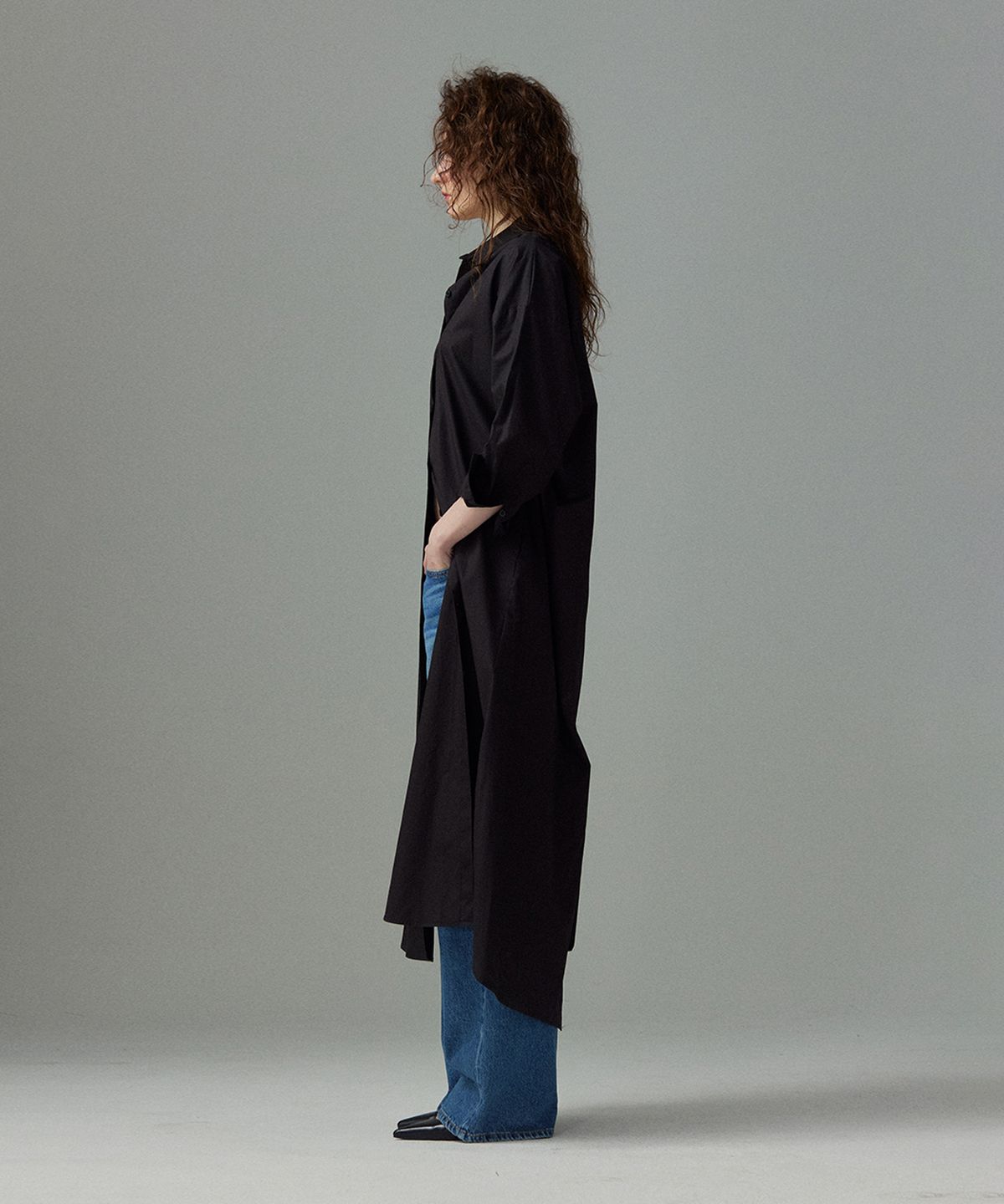 므아므(MMAM) [ESSENTIAL] Maxi pin tuck shirt dress