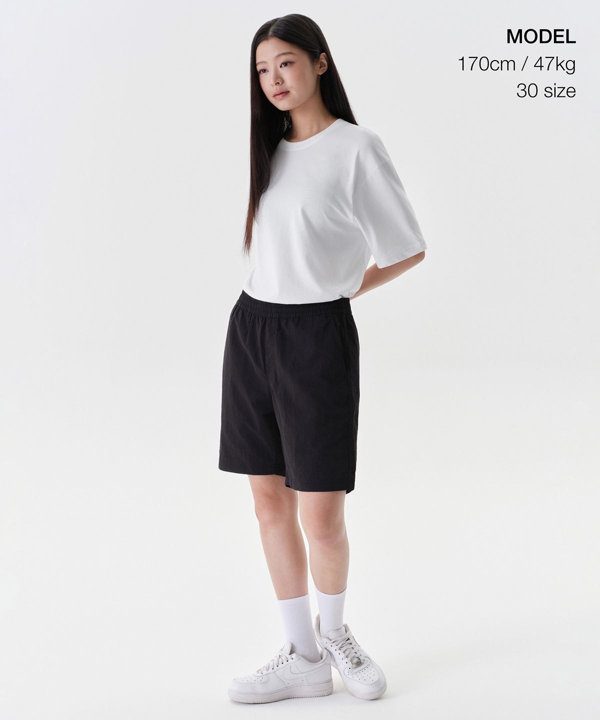 무신사 스탠다드(MUSINSA STANDARD) 나일론 밴딩 쇼츠_7.5인치 [블랙]