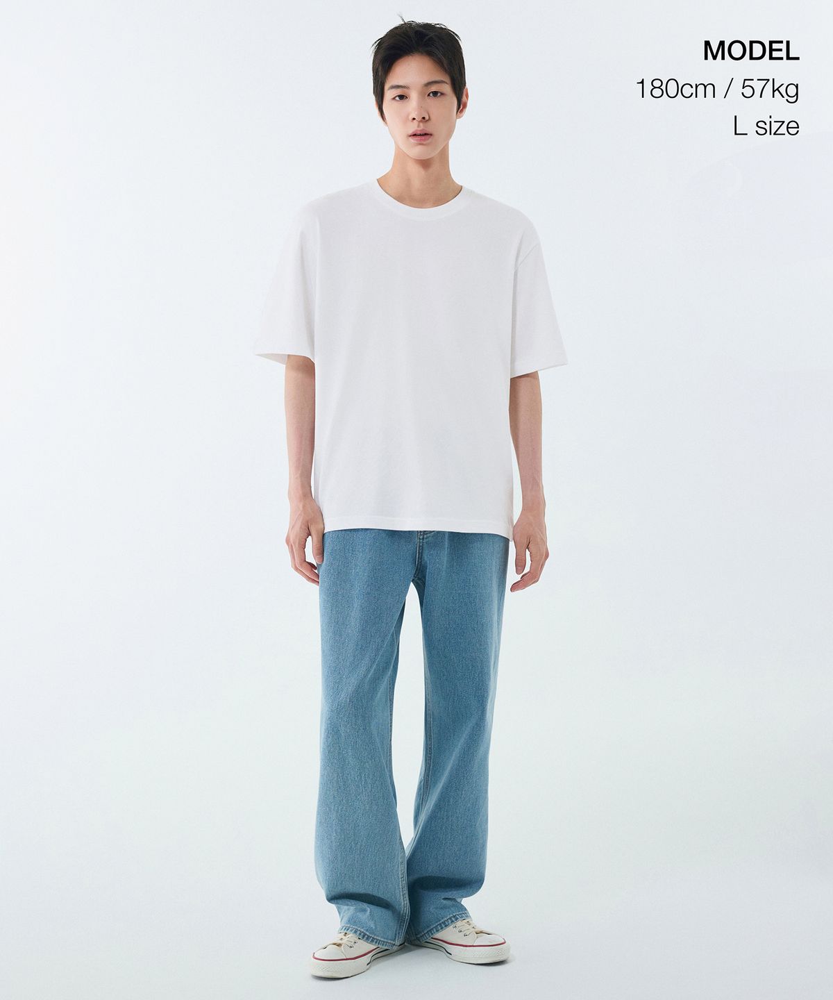 무신사 스탠다드(MUSINSA STANDARD) [쿨탠다드] 릴렉스 핏 크루 넥 티셔츠 [화이트]