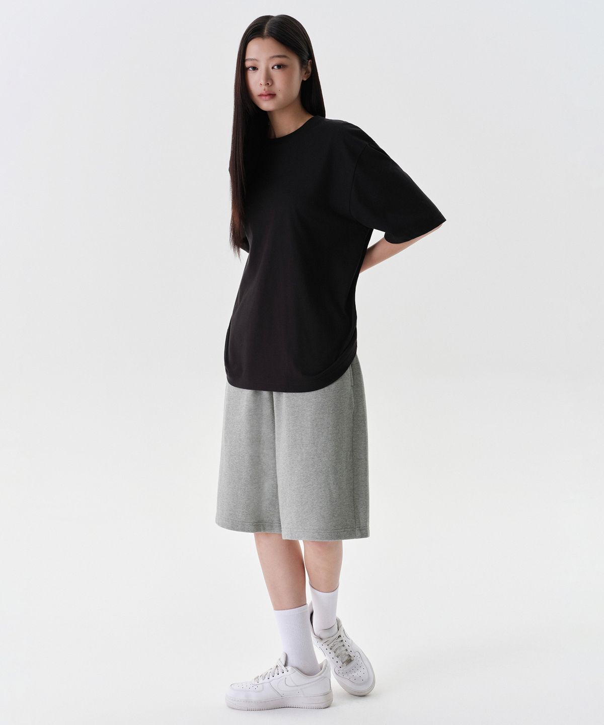 무신사 스탠다드(MUSINSA STANDARD) 바스켓볼 스웨트 쇼츠 [멜란지 그레이]