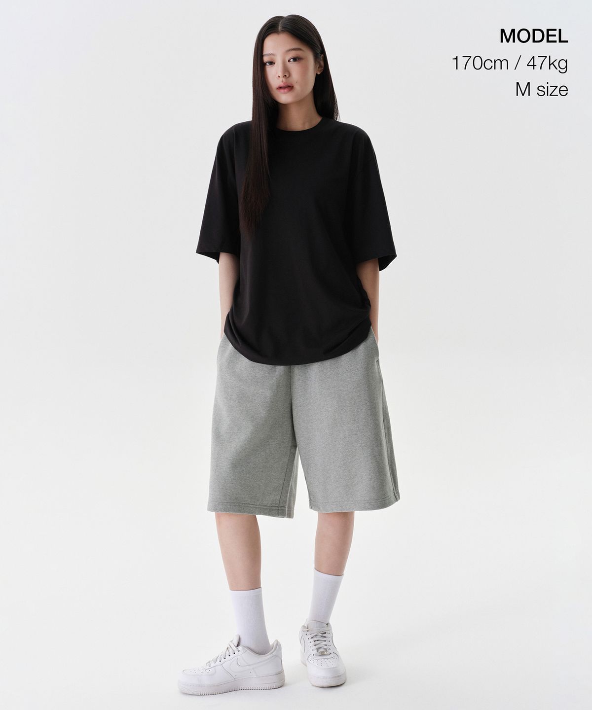 무신사 스탠다드(MUSINSA STANDARD) 바스켓볼 스웨트 쇼츠 [멜란지 그레이]