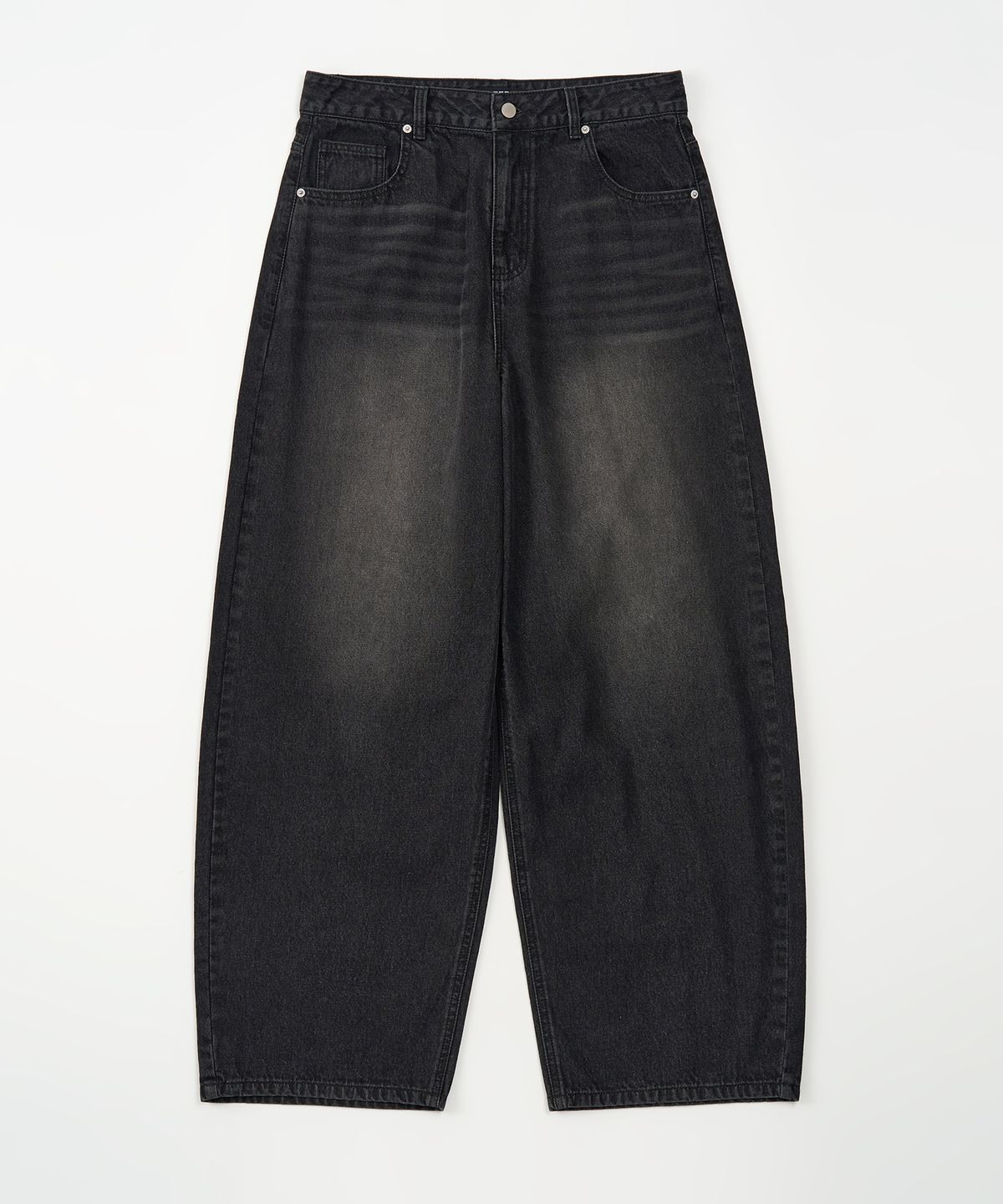 토피(TOFFEE) 커브드 와이드 데님 팬츠 (WASHED BLACK)