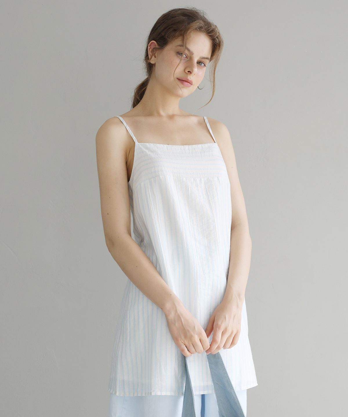 슬로우롤리(SLOWLOLLI) Stripe babydoll mini dress_3 Colors