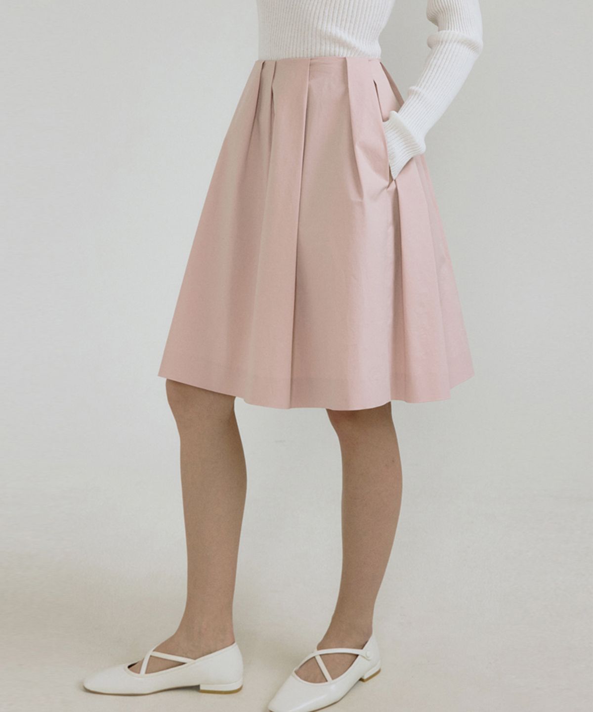 오떼뜨(OCTETTE) UNBALANCE TUCK SKIRT_2COLOR