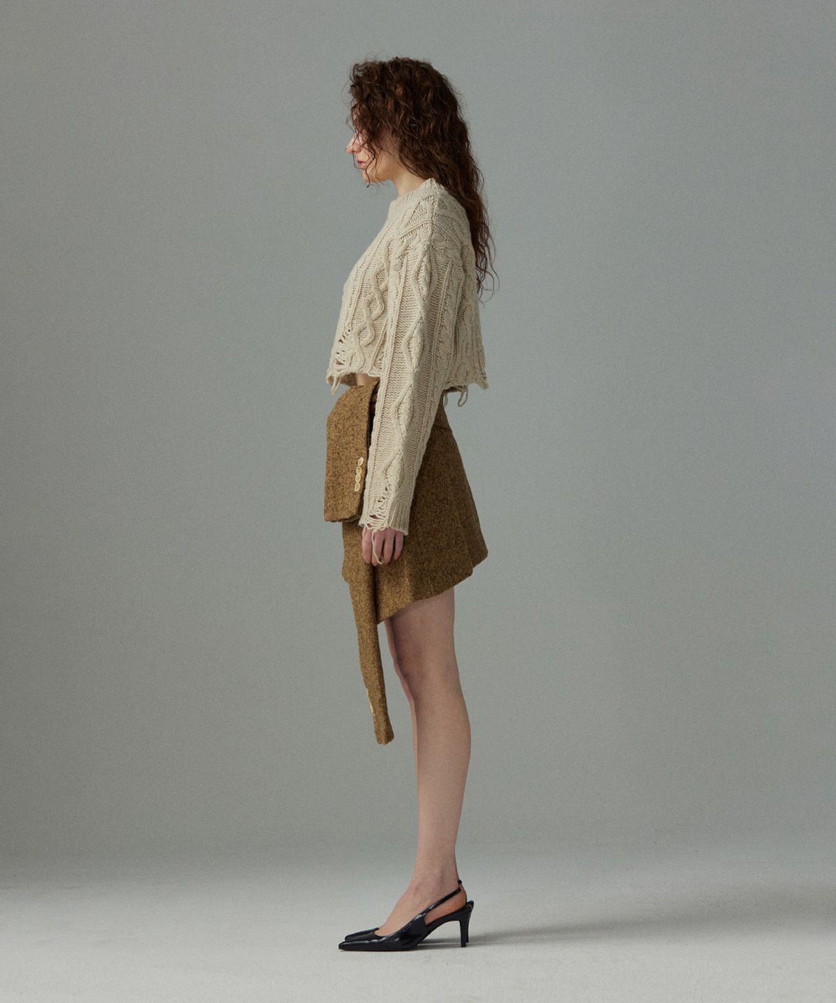 므아므(MMAM) Tweed layered cover-up skirt