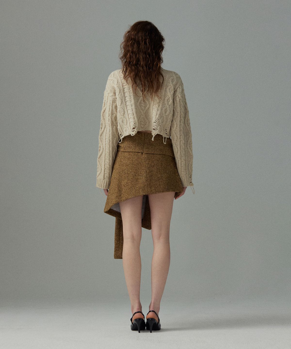 므아므(MMAM) Tweed layered cover-up skirt