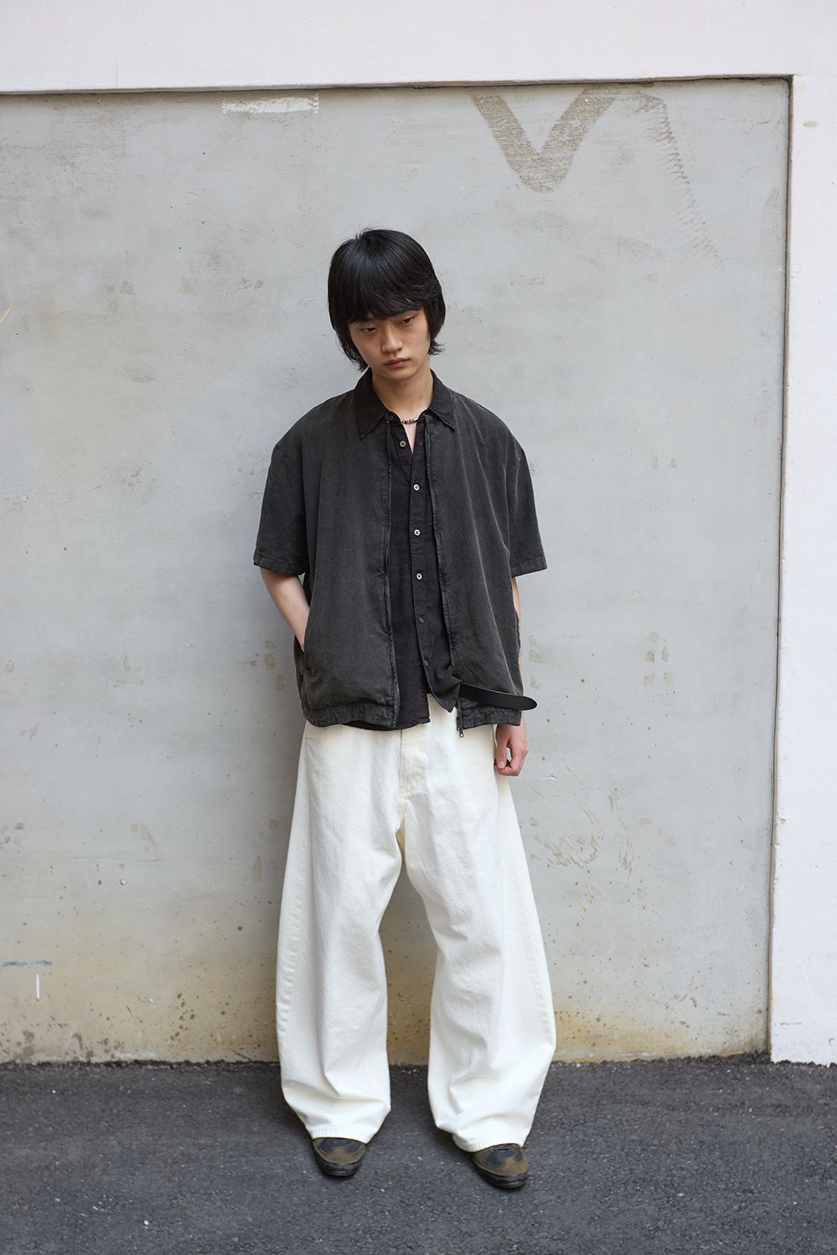 해칭룸(HATCHINGROOM) Wide Curve Jeans Eggshell