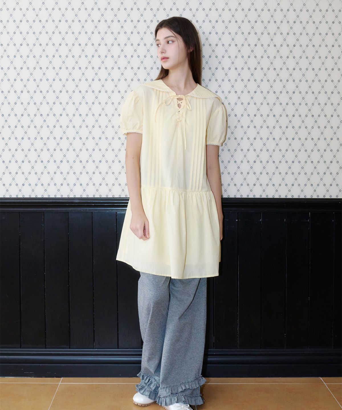 알키알카(ALKI ALKA) Sailor Dress (Butter)