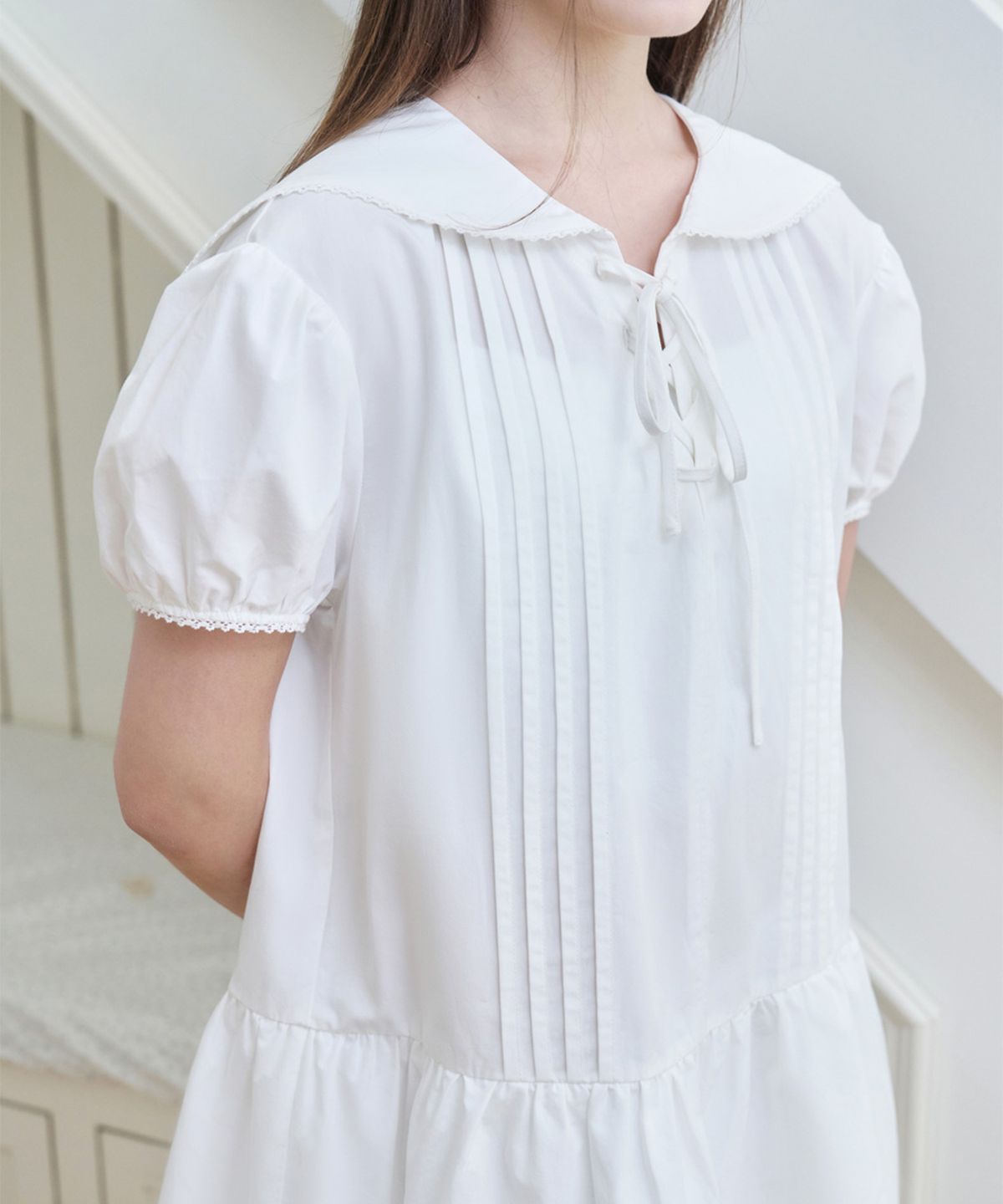 알키알카(ALKI ALKA) Sailor Dress (White)