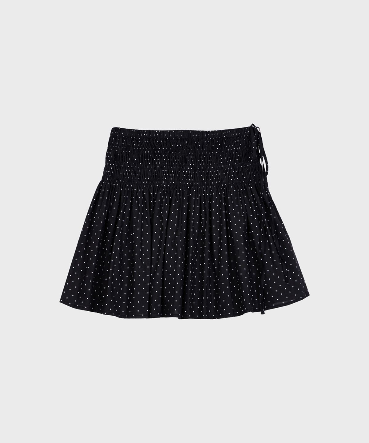 알키알카(ALKI ALKA) Smocked Dot Skirt (Black)