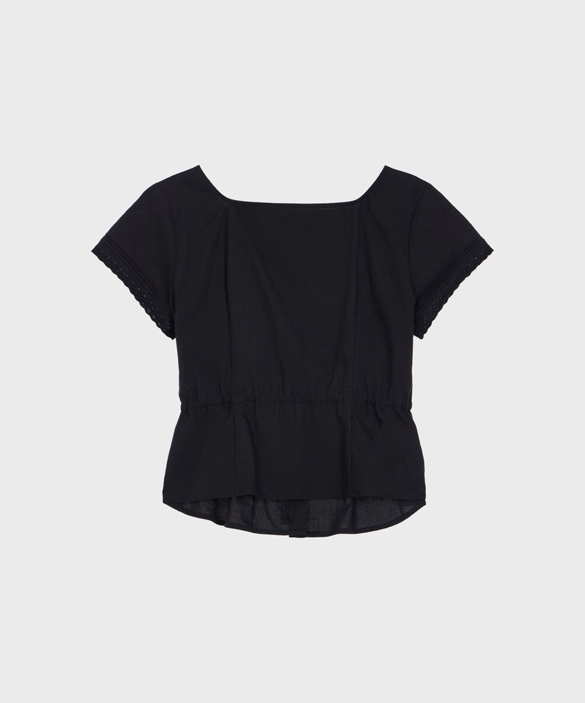 알키알카(ALKI ALKA) String Pintuck Blouse (Black)