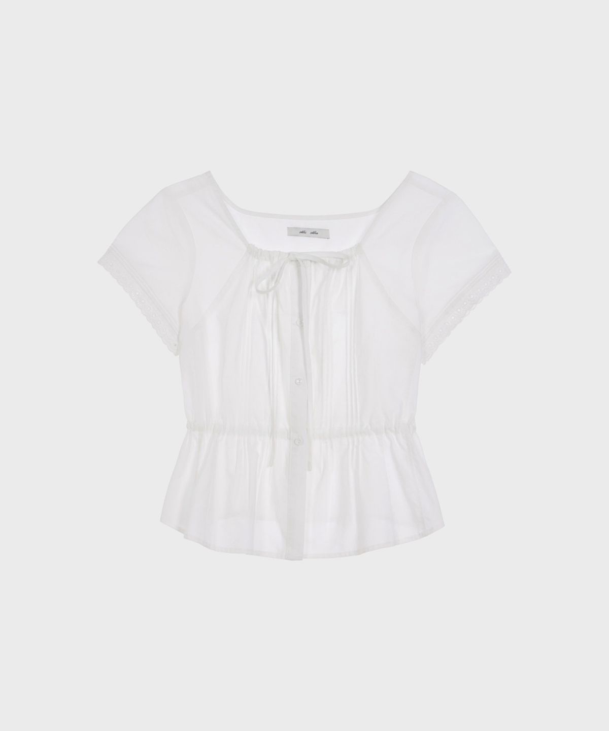 알키알카(ALKI ALKA) String Pintuck Blouse (White)