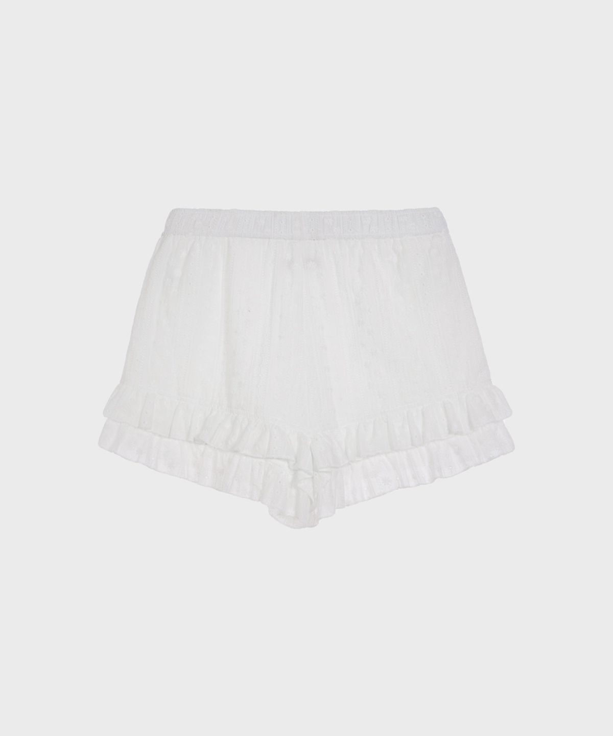 알키알카(ALKI ALKA) Ruffle Hem Shorts (White)