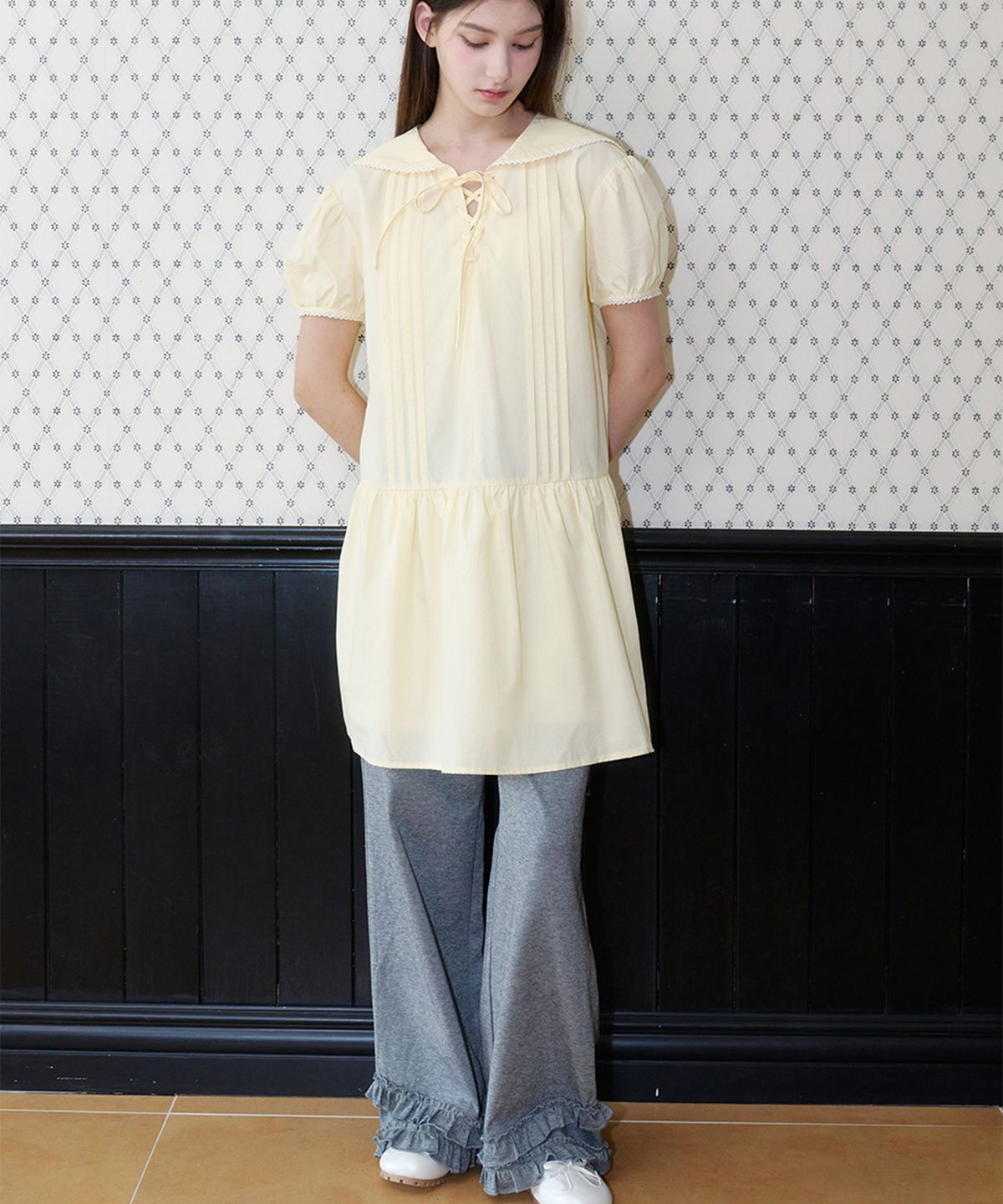 알키알카(ALKI ALKA) Tiered Ruffle Pants (Gray)