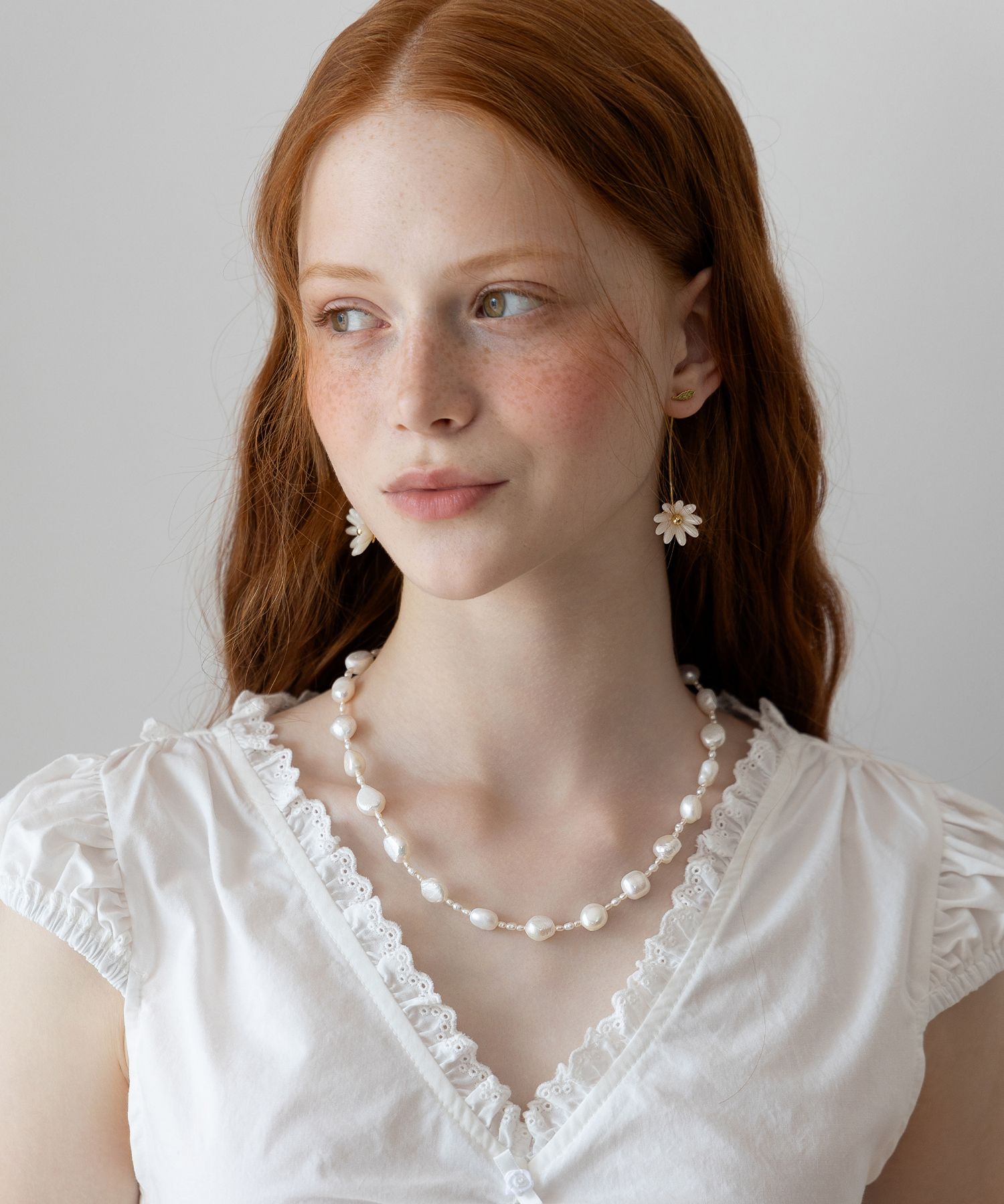 ☆TATIANA☆ Clash freshwater pearl necklace NZ2018 MUSINSA | TATIANA Rustic Freshwater Pearl Necklace NZ2479