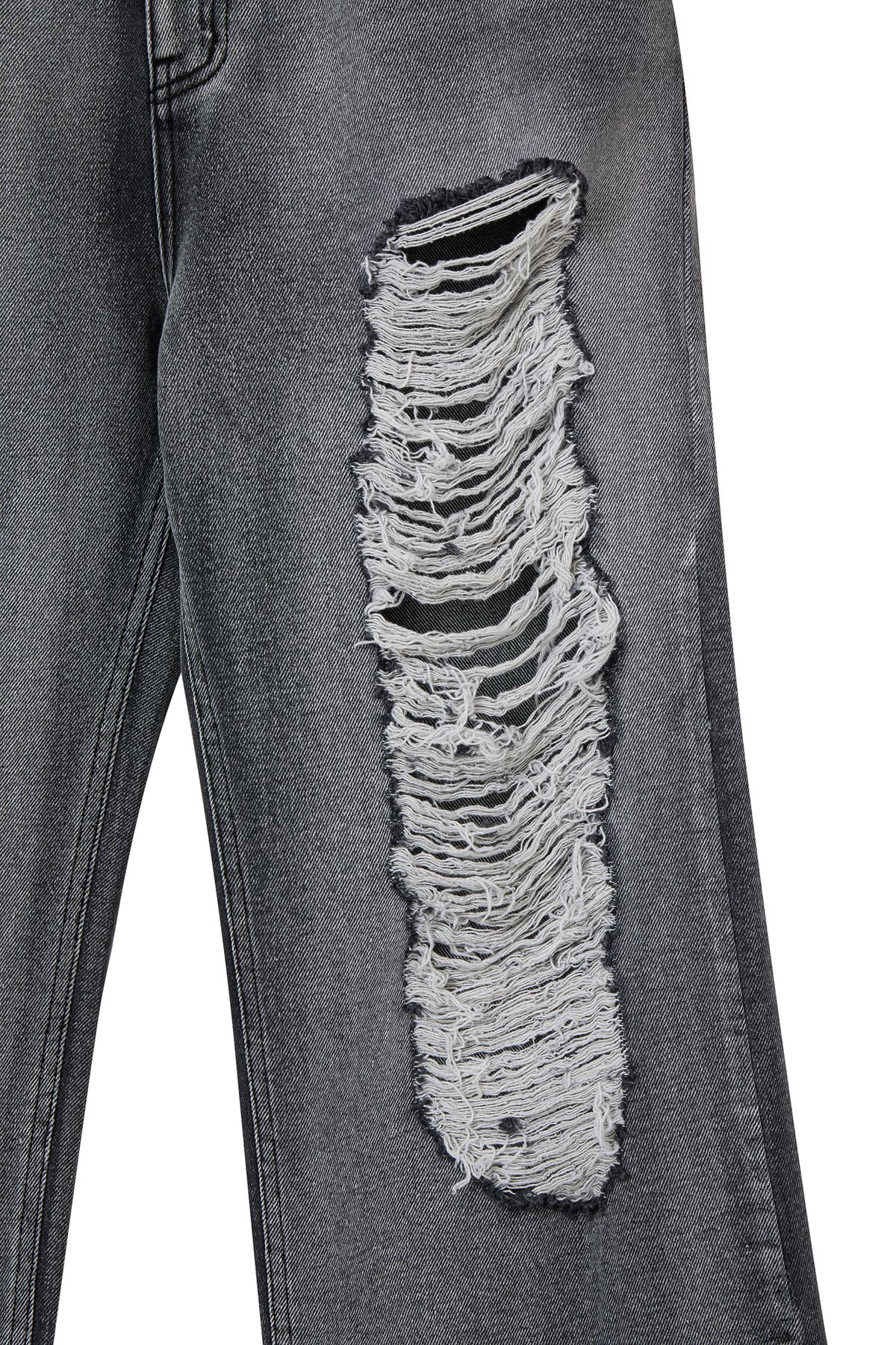 다이닛(DEINET) DESTROYED DENIM PANTS IN BLACK