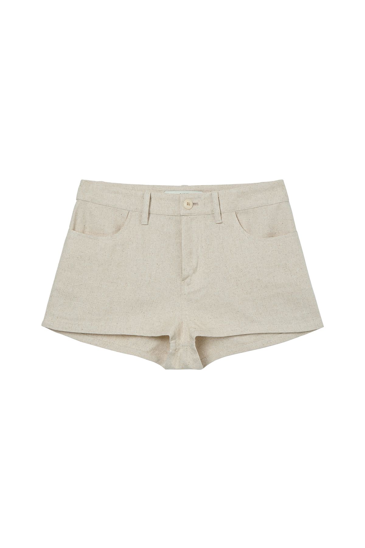 다이닛(DEINET) DEINET D LOGO LINEN SHORTS IN BEIGE
