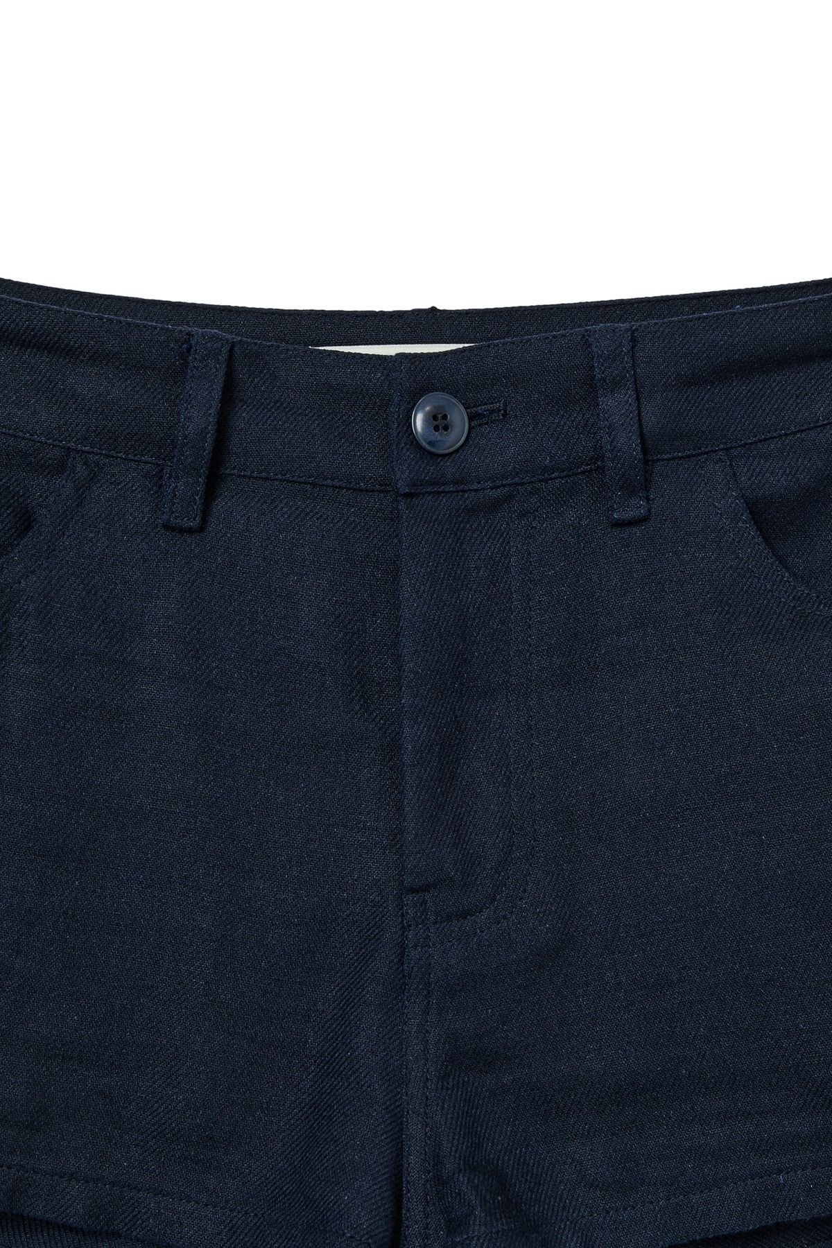 다이닛(DEINET) DEINET D LOGO LINEN SHORTS IN NAVY