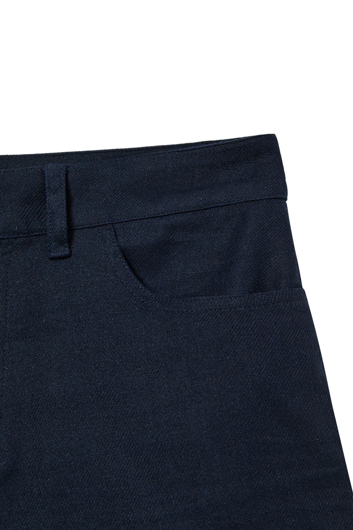 다이닛(DEINET) DEINET D LOGO LINEN SHORTS IN NAVY