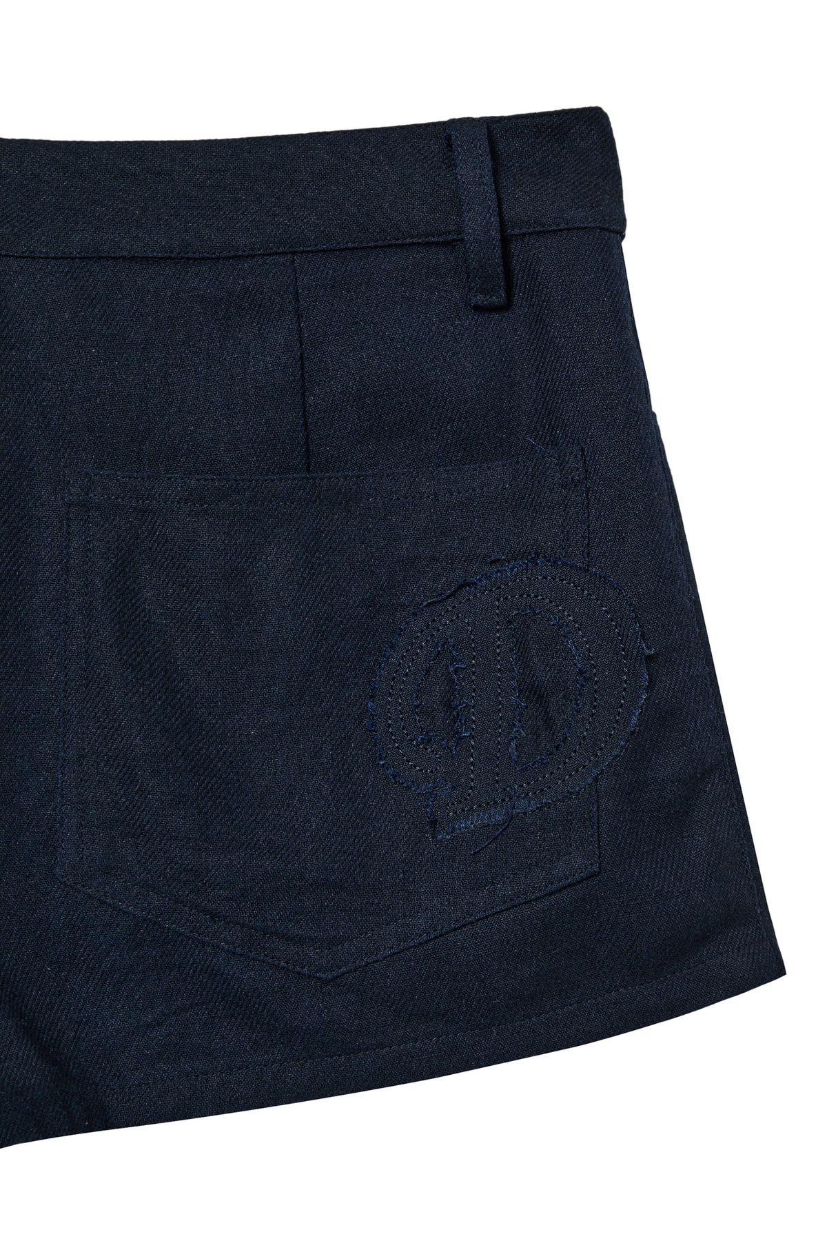 다이닛(DEINET) DEINET D LOGO LINEN SHORTS IN NAVY