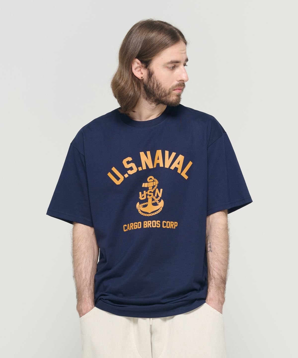 카고브로스(CARGOBROS) USN 마린 반팔 티셔츠 (네이비)