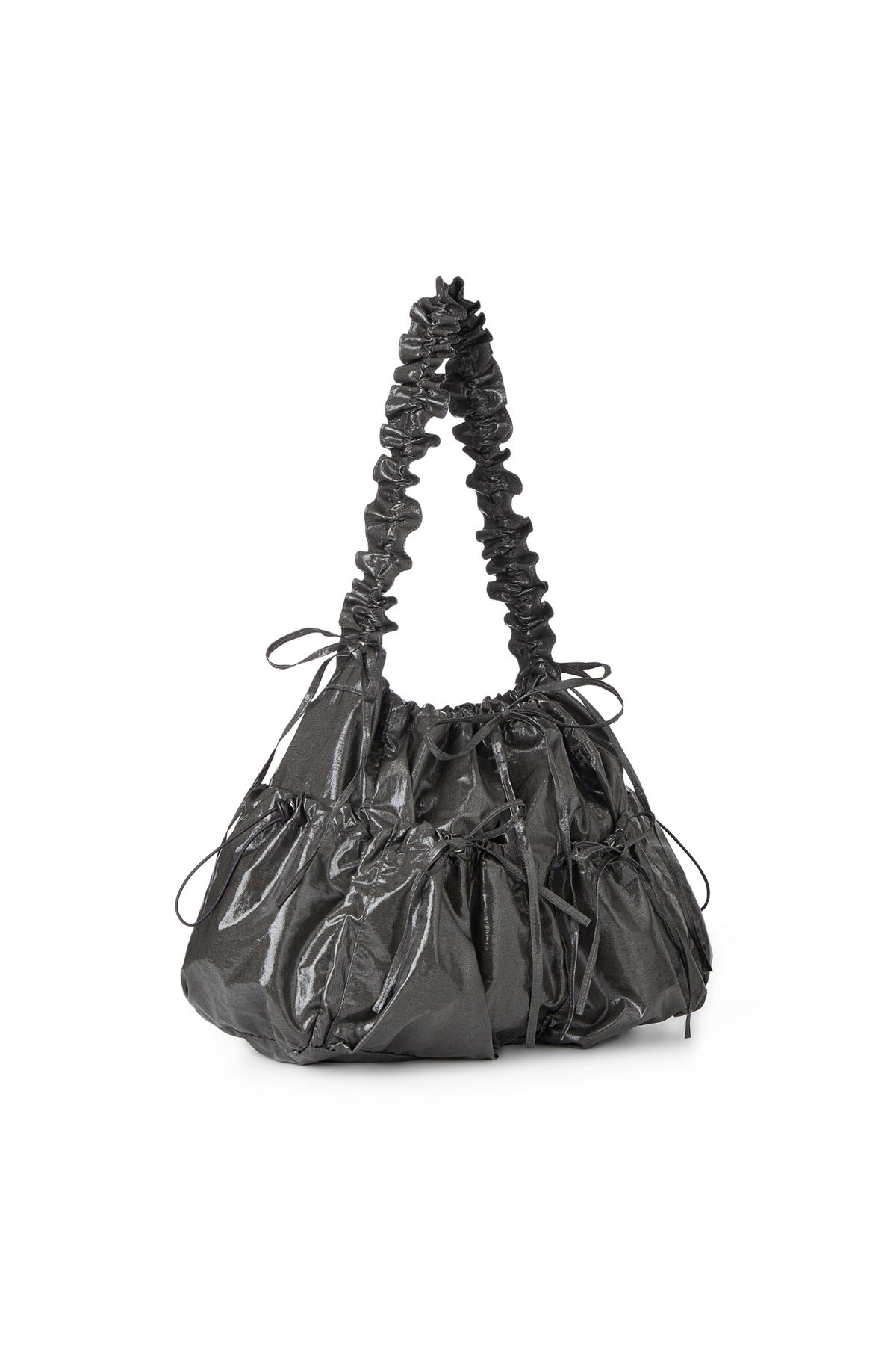 다이닛(DEINET) DEINET COATING SHIRRING BAG IN CHARCOAL