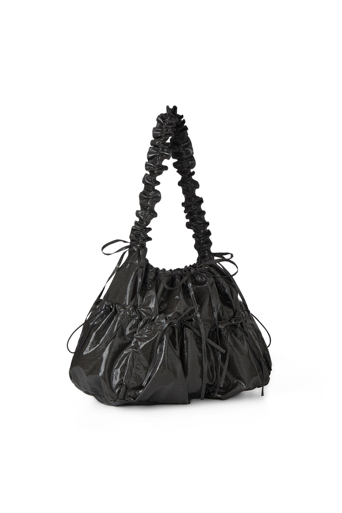 다이닛(DEINET) DEINET COATING SHIRRING BAG IN BLACK