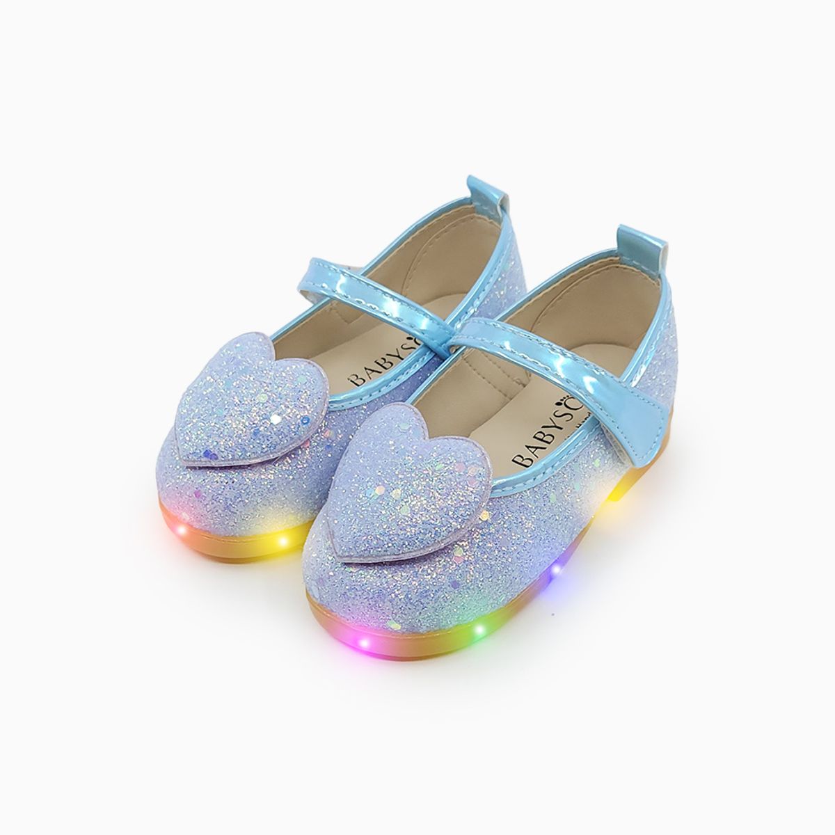 베이비솔(BABYSOLE) 클로이하트글리터LED플랫