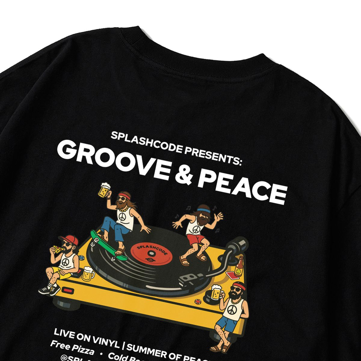스플래시코드(SPLASHCODE) 반팔 티셔츠 블랙 - 그루브 앤 피스(Groove And Peace)