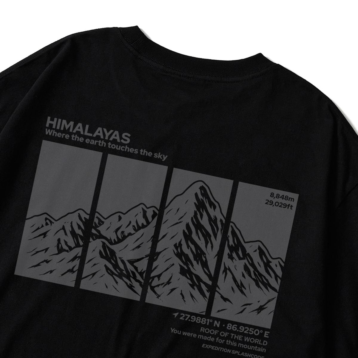 스플래시코드(SPLASHCODE) 반팔 티셔츠 블랙 - 히말라야(Himalayas)