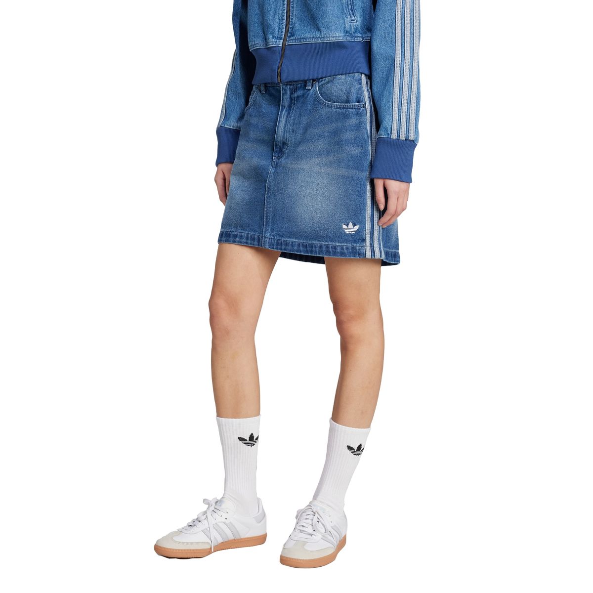 아디다스(ADIDAS) 3S 데님 미니 스커트 - 인디고데님 / JW2649