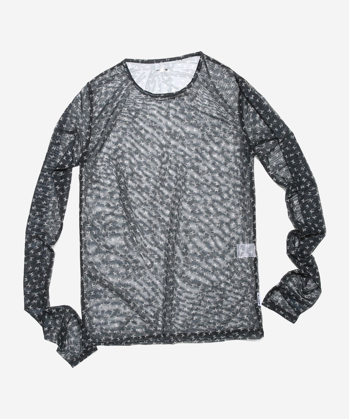 키지코(KIJIKO) ke301-Ribbon Mesh Long Sleeve Black