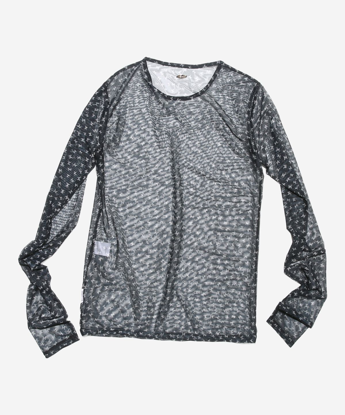 키지코(KIJIKO) ke301-Ribbon Mesh Long Sleeve Black