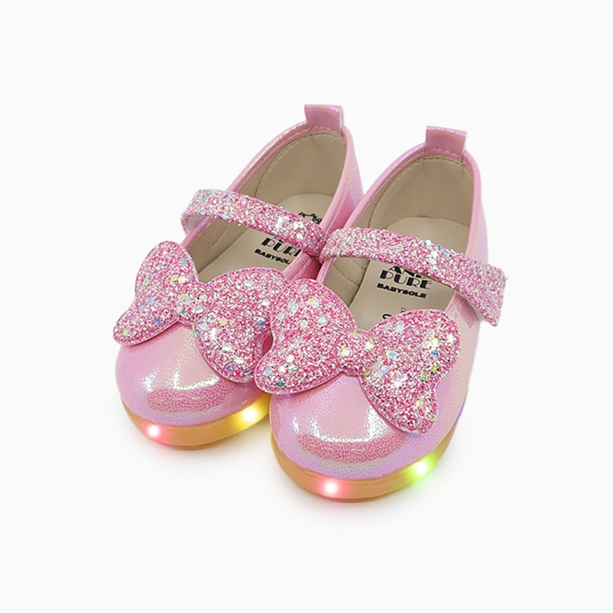 베이비솔(BABYSOLE) 샤이니리본LED구두
