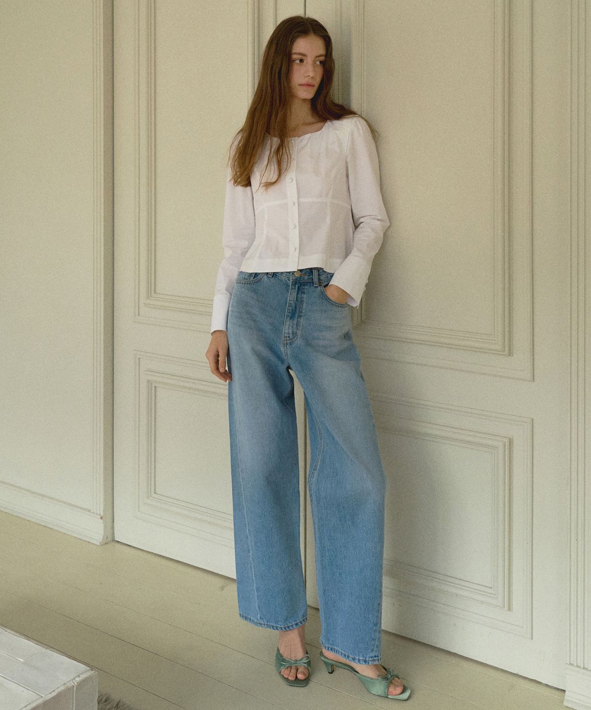 오떼뜨(OCTETTE) BLUE DIAGONAL SEAM DENIM