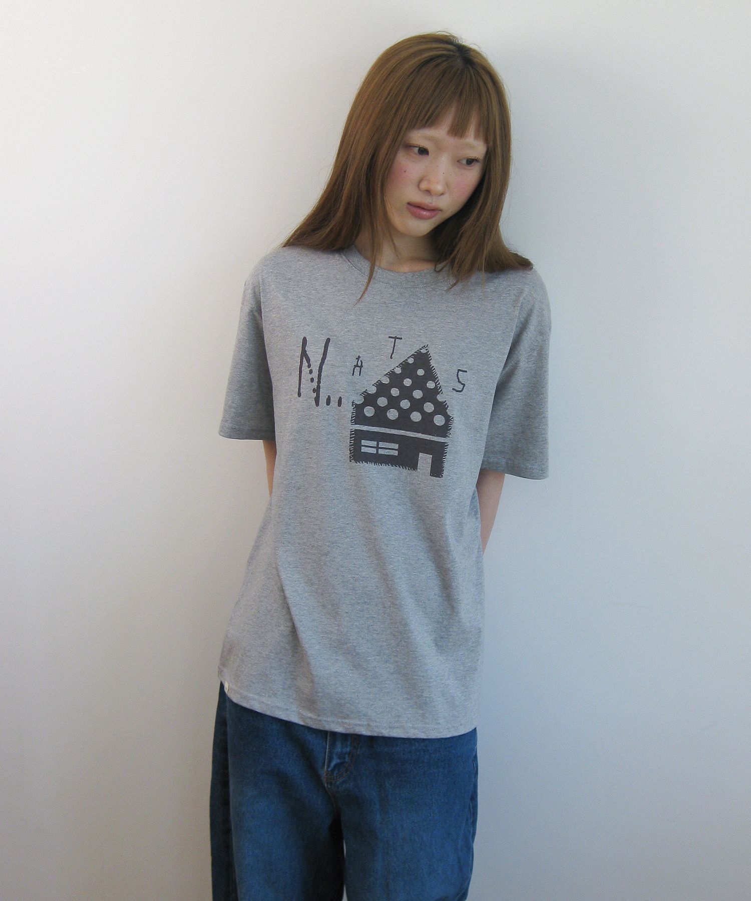 MUSINSA | NAATS Dot home oversized t-shirt, melange gray