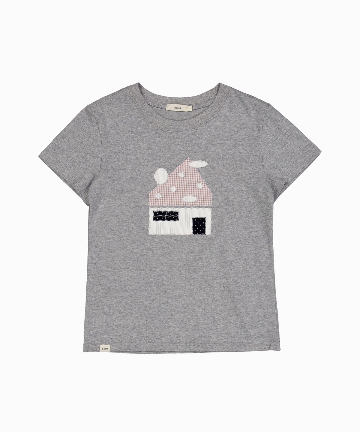 나츠(NAATS) Dot home patch t-shirt, melange gray