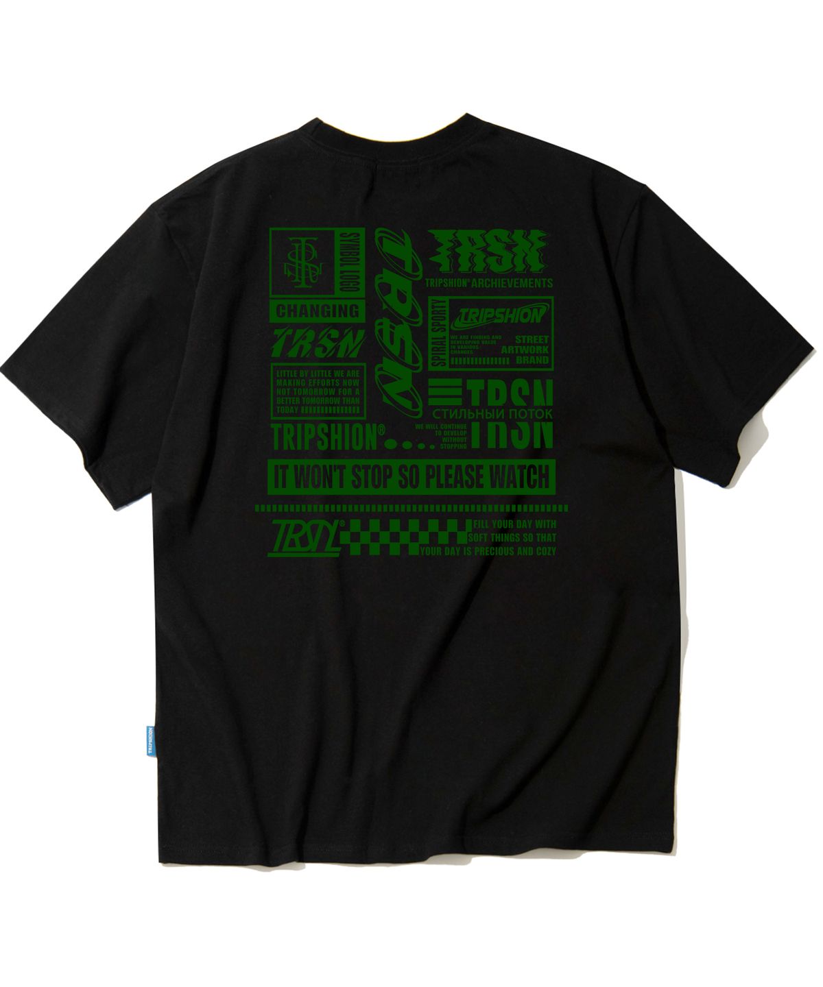 트립션(TRIPSHION) Green Big Logo Compil 그래픽 티셔츠 - 8 컬러